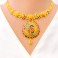 22k-gold-Colorful Iconic Peacock Necklace Set