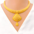 22k-gold-Sophisticated Sparkling Chequered Choker Set