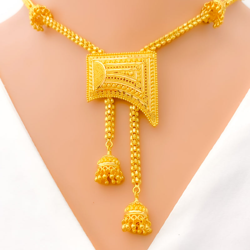 22k-gold-Unique Dangling Chandelier Necklace Set