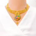 22k-gold-Traditional Vibrant Peacock Necklace Set