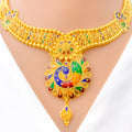 22k-gold-Traditional Vibrant Peacock Necklace Set