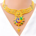 22k-gold-Traditional Vibrant Peacock Necklace Set