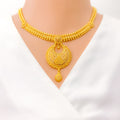 22k-gold-Lovely Traditional Crescent Necklace Set