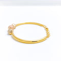 Graceful Dotted Three-Tone 22k Gold Bangle Bracelet