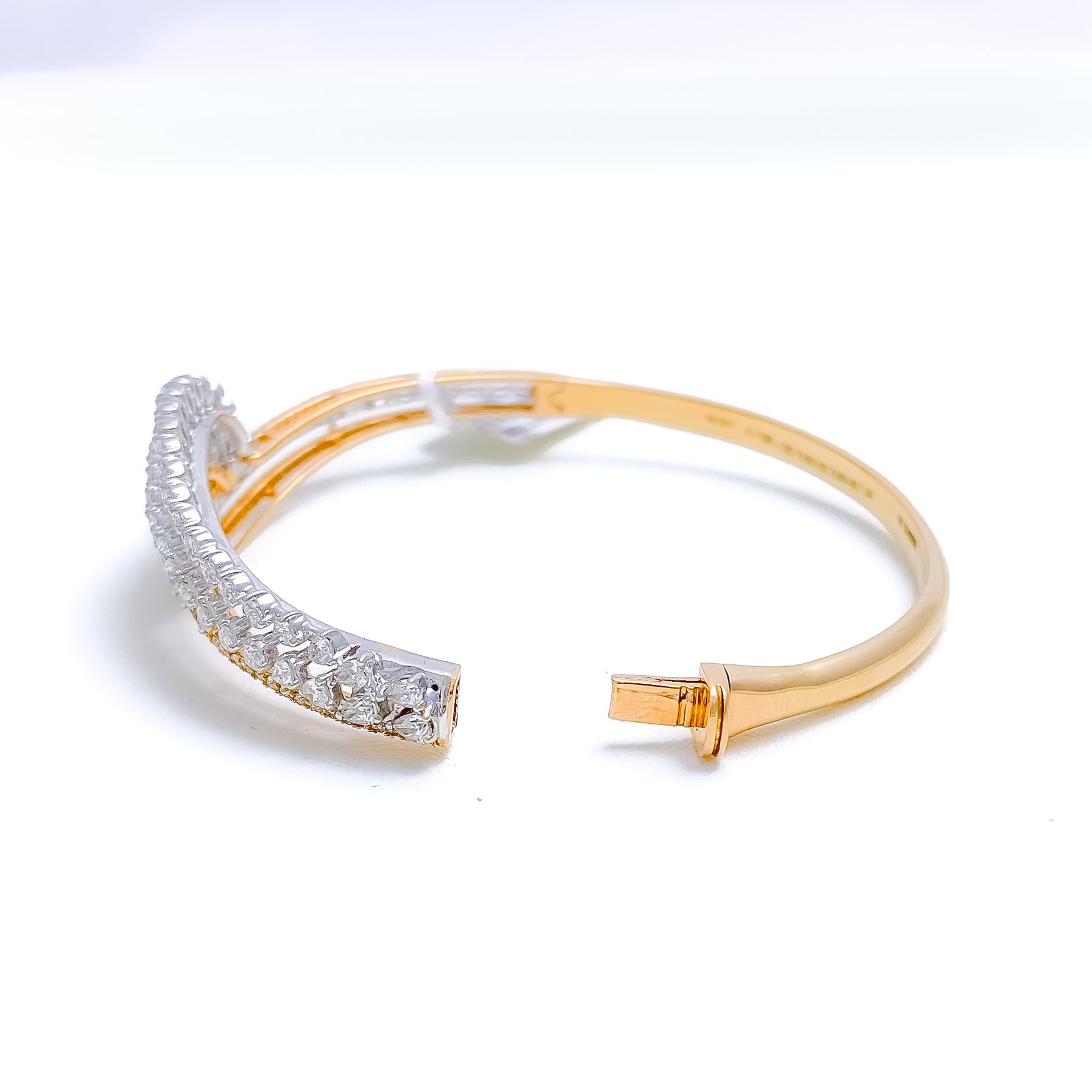 Floral Ruby Diamond + 18K Gold Bangle Bracelet