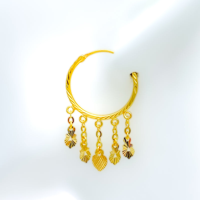 22k-gold-Festive Dangling Hoop Earrings