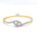 Marquise Shaped Diamond + 18k Gold Bangle Bracelet