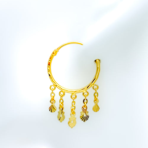 22k-gold-Jazzy Tassel Hoop Earrings