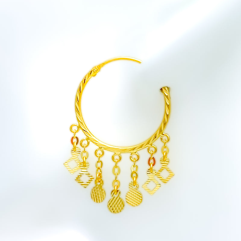 22k-gold-Fancy Geometric Dangling Bali