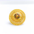 Decorative Dressy Enamel 22k Gold Flower Ring