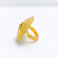 Decorative Dressy Enamel 22k Gold Flower Ring