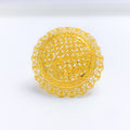 Intricate Radiant 22k Gold Round Beaded Ring