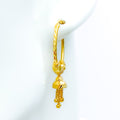 22k-gold-Striped Tassel Hoop Earrings