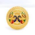 Majestic Vibrant Peacock 22k Gold Ring