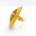 Majestic Vibrant Peacock 22k Gold Ring