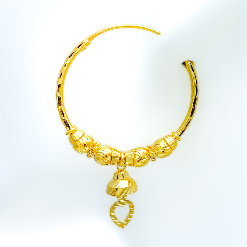 22k-gold-Trendy Heart Hoop Earrings 