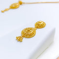 Intricate Mesh Pear Drop 22k Gold Necklace Set