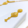 Classic Striped Tassel 22k Gold Necklace Set