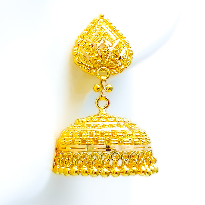 22k-gold-Elevated Elegant Chequered Jhumki