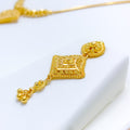 Refined V-Shaped Floral 22k Gold Necklace Set