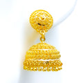 22k-gold-Textured Engraved Tassel Jhumki