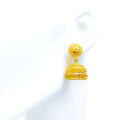 22k-gold-Textured Engraved Tassel Jhumki