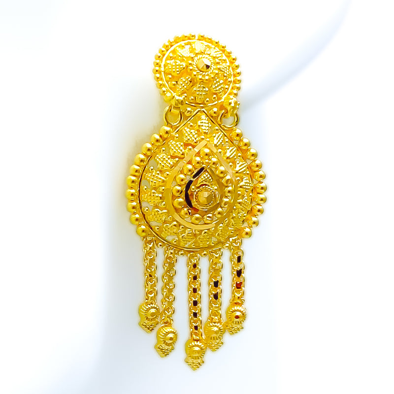 22k-gold-Palatial Beaded Drop Hanging Earrings