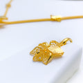 Upscale Filigree Orchid 22k Gold Necklace Set