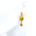 22k-gold-Lovely Floral Drop Hanging Earrings