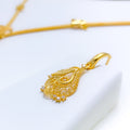 Ornate Netted Leaf 22k Gold Necklace Set