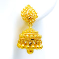 22k-gold-Sophisticated Leaf Adorned Chandelier Jhumki