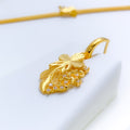 Dressy Dangling Leaf 22k Gold Necklace Set