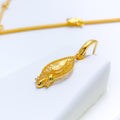 Chic Leaf Drop 22k Gold Necklace Set