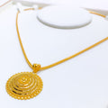 Radiant Round Jali 22k Gold Pendant