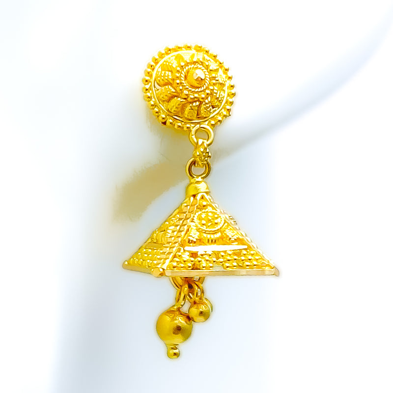 22k-gold-Dazzling Petite Pyramid Shaped Jhumki 