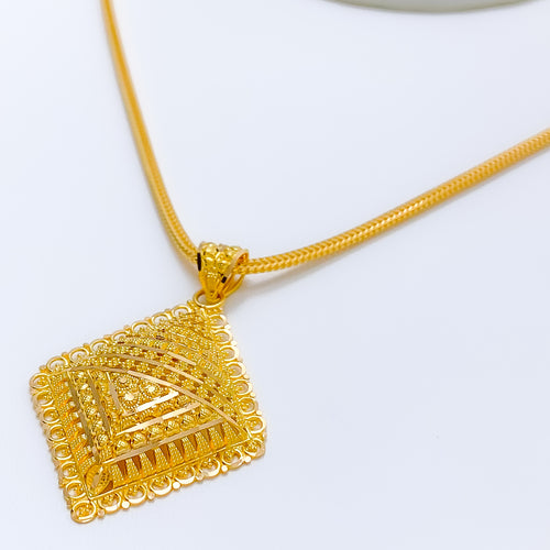 Shimmering Diamond 22k Gold Shaped Pendant