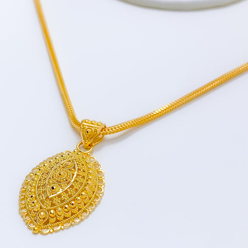 Ornate Marquise Shaped 22k Gold Pendant