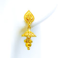 22k-gold-Dainty Leaf Accented Dangling Jhumki 