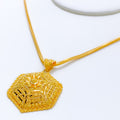 Elevated Floral Hexagon 22k Gold Pendant