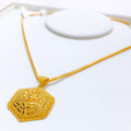 Elevated Floral Hexagon 22k Gold Pendant