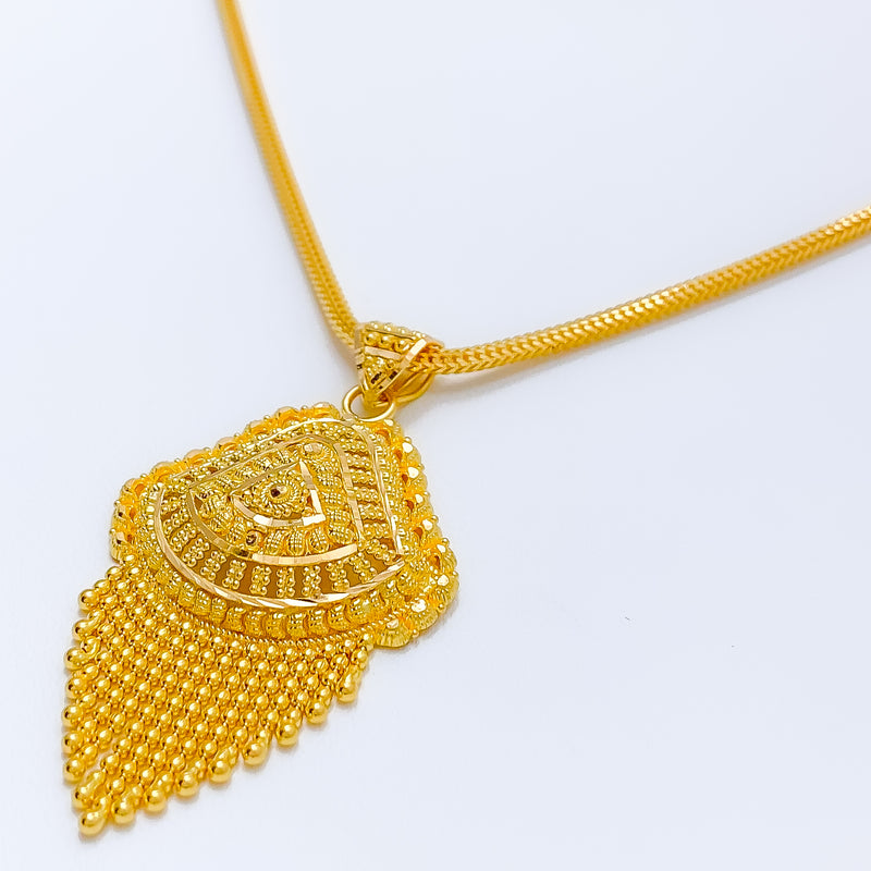 Hanging Festive 22k Gold Paisley Pendant