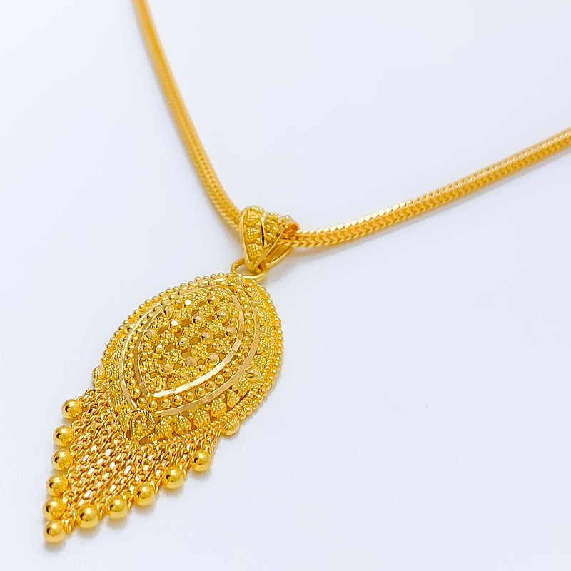 Classy Textured Tassel 22k Gold Pendant