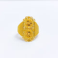 Posh Floral Beaded 22k Gold Ring