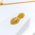 Ornate Beaded Marquise 22k Gold Pendant Set