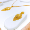 Elegant Chandelier Drop 22k Gold Pendant Set