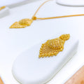 Reflective Draped Chandelier 22k Gold Pendant Set