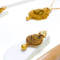 Extravagant Oxidized Lakshmi 22k Gold Pendant Set