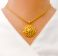 22k-gold-Festive Draped Floral Heart Pendant