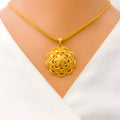 22k-gold-Festive Draped Floral Heart Pendant