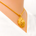 22k-gold-Festive Draped Floral Heart Pendant